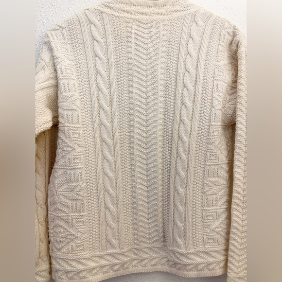L.L. Bean Vintage Ivory Cable Knit Cardigan Sweater Cotton Size Small - Picture 5 of 12